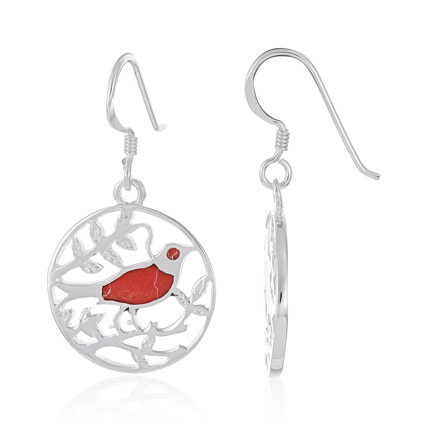 925 Sterling Silver  Multicolour Bird Drop Earrings