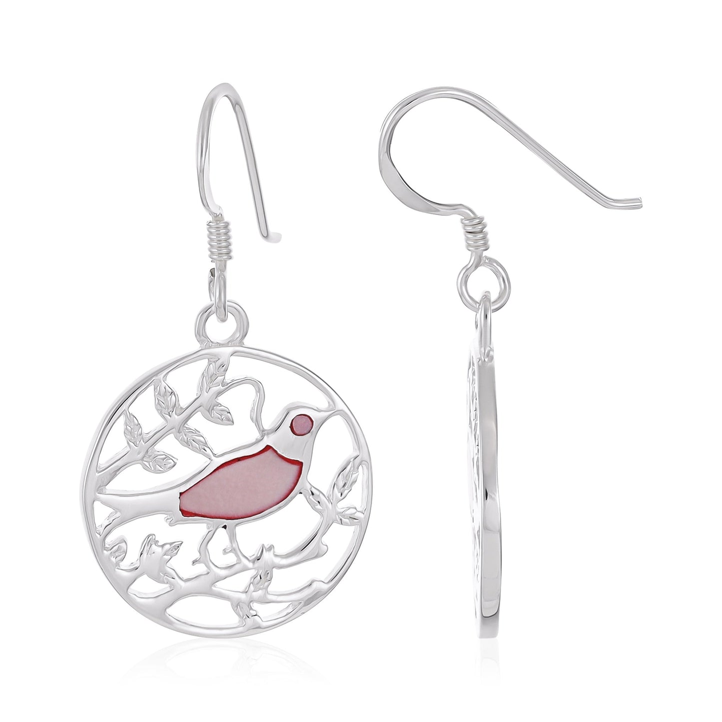 925 Sterling Silver  Multicolour Bird Drop Earrings