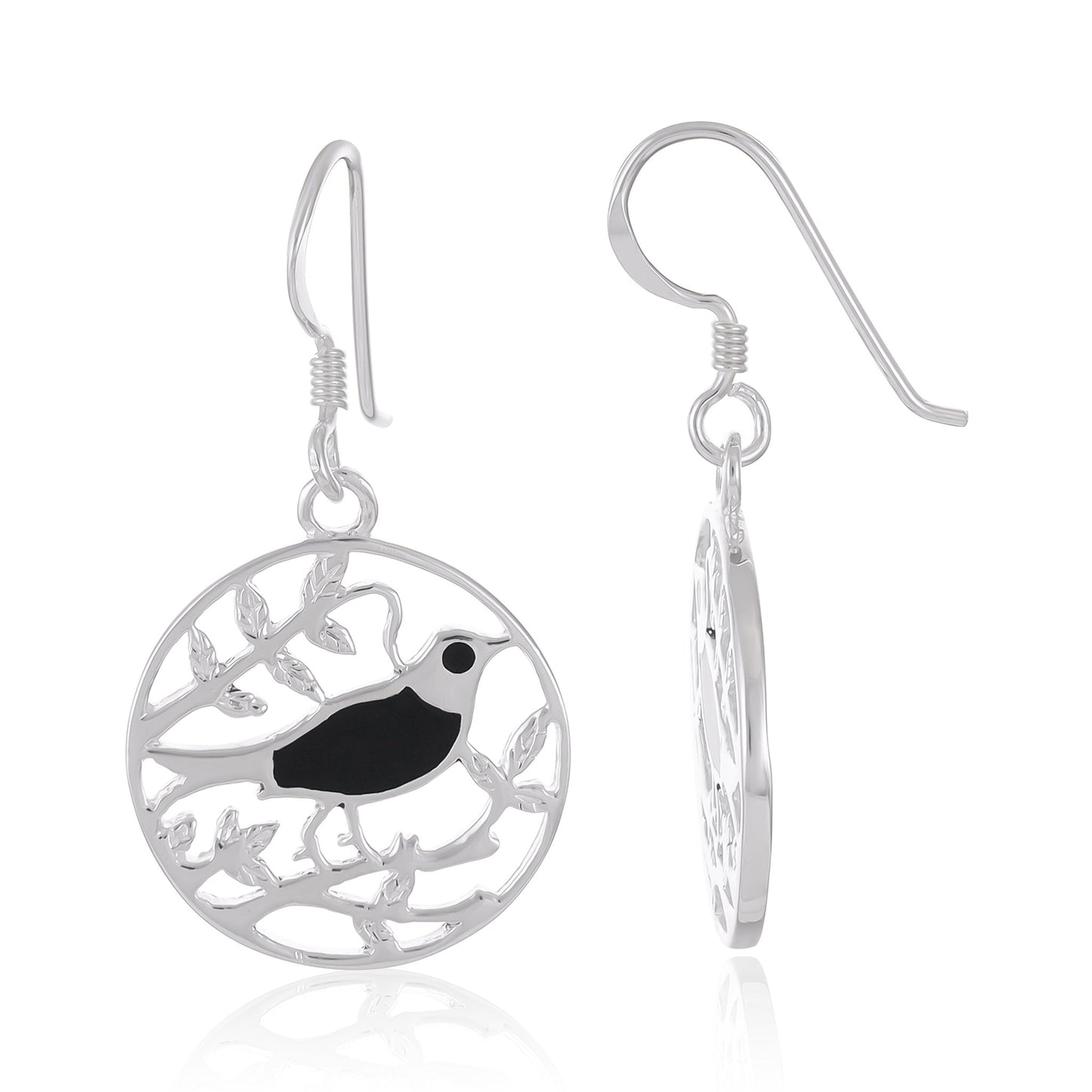 925 Sterling Silver  Multicolour Bird Drop Earrings