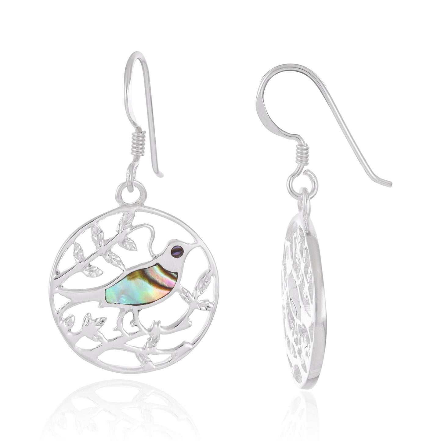925 Sterling Silver  Multicolour Bird Drop Earrings