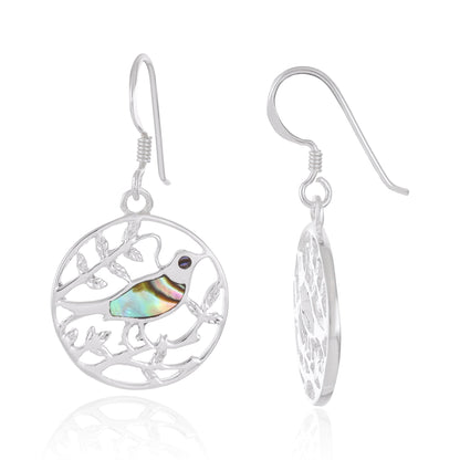 925 Sterling Silver  Multicolour Bird Drop Earrings