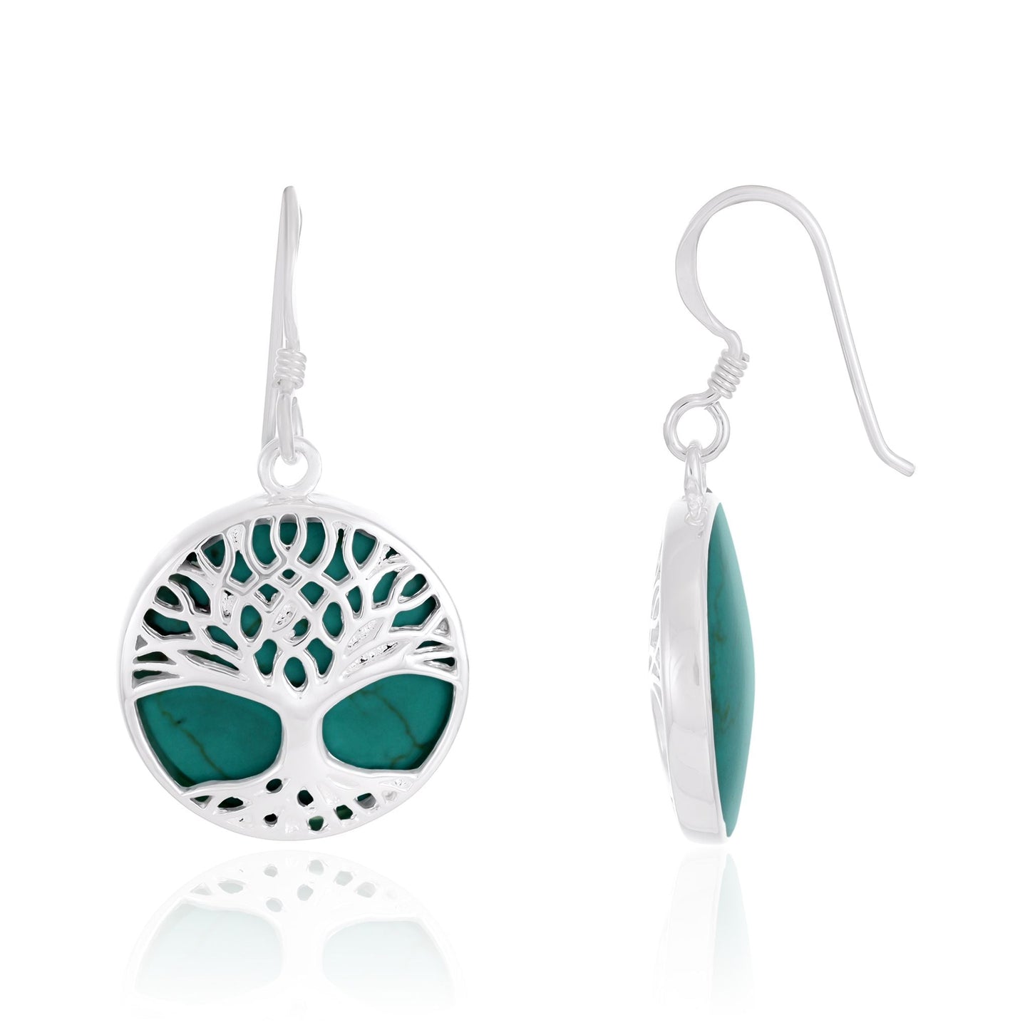 Sterling Silver Abalone Shell Tree Of Life Earrings SER4001