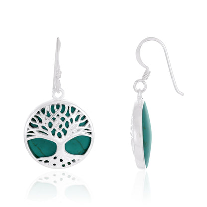 Sterling Silver Abalone Shell Tree Of Life Earrings SER4001