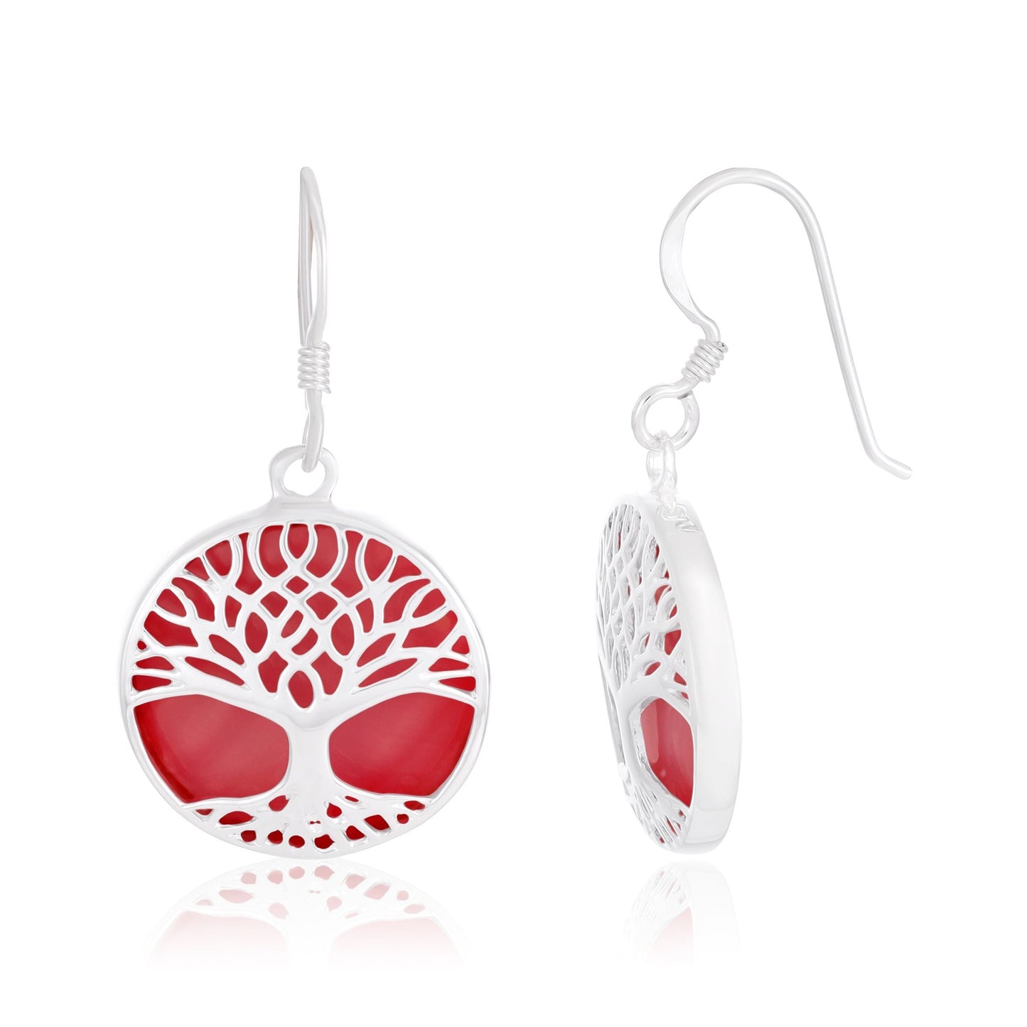 Sterling Silver Abalone Shell Tree Of Life Earrings SER4001