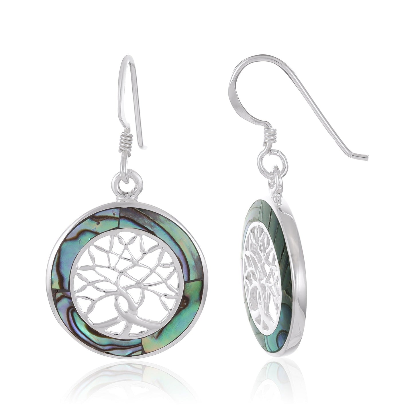 Sterling Silver Abalone Shell Tree Of Life Earrings SER4025 - FJewellery