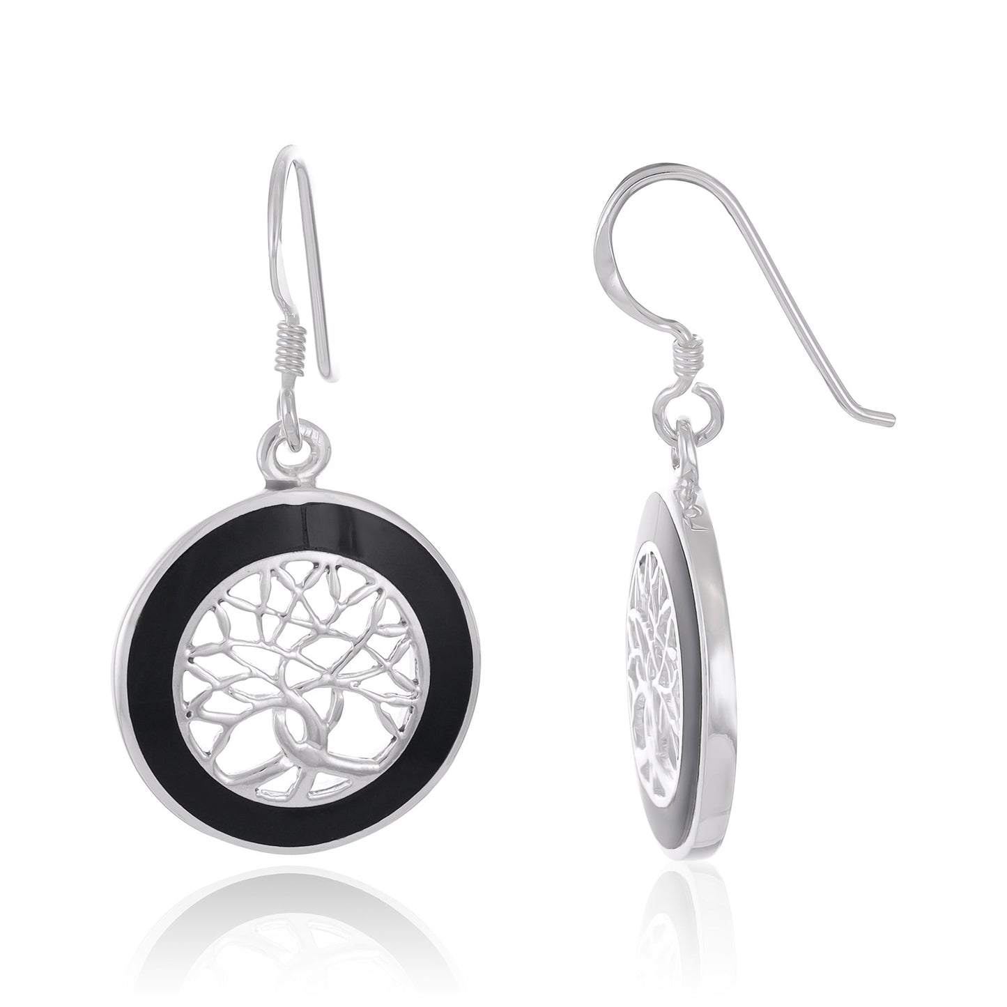 Sterling Silver Abalone Shell Tree Of Life Earrings SER4025 - FJewellery