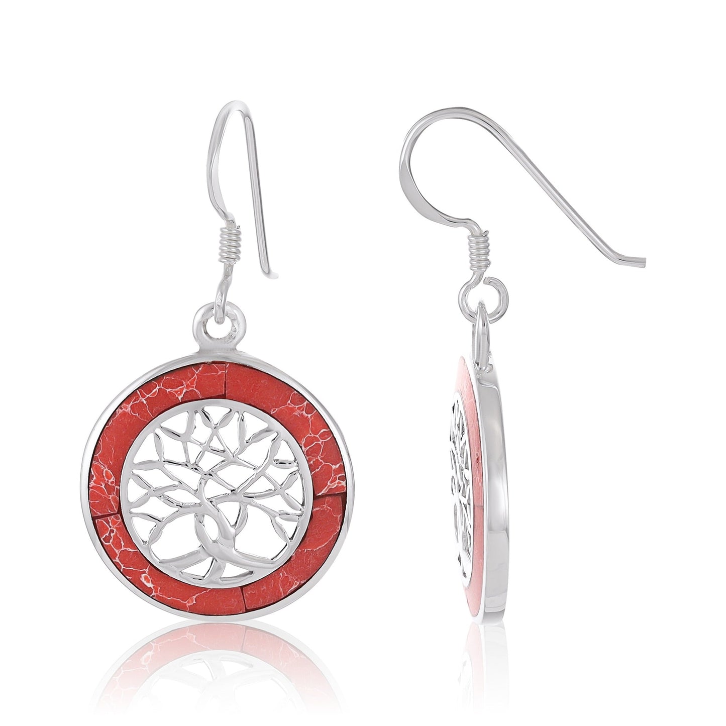 Sterling Silver Abalone Shell Tree Of Life Earrings SER4025