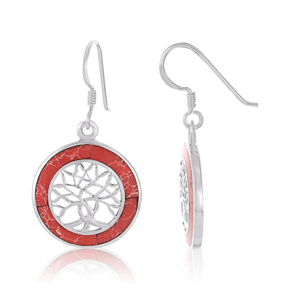 Sterling Silver Abalone Shell Tree Of Life Earrings SER4025