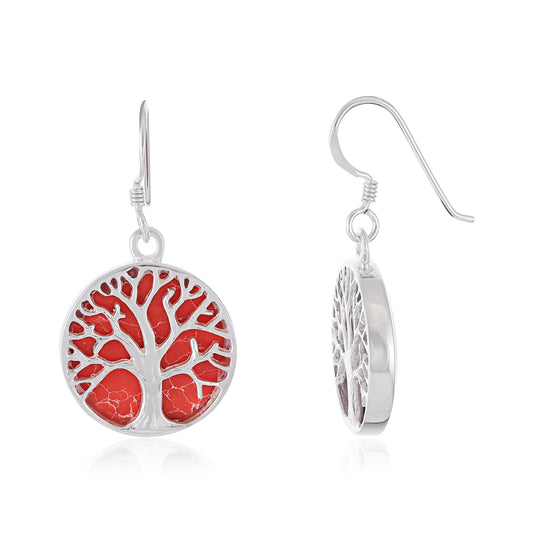 Sterling Silver Abalone Shell Tree Of Life Earrings SER4031 - FJewellery