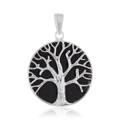 925 Sterling Silver Abalone Shell Tree Of Life Pendant