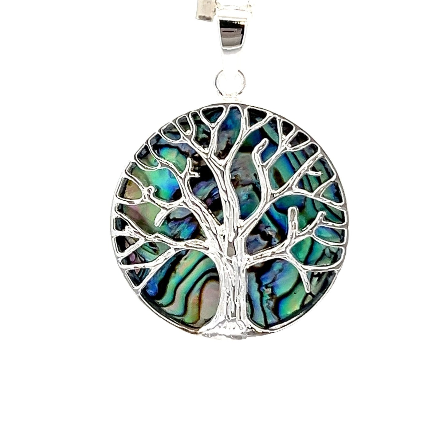 Sterling silver abalone shell tree of life pendant SPD4043 - FJewellery