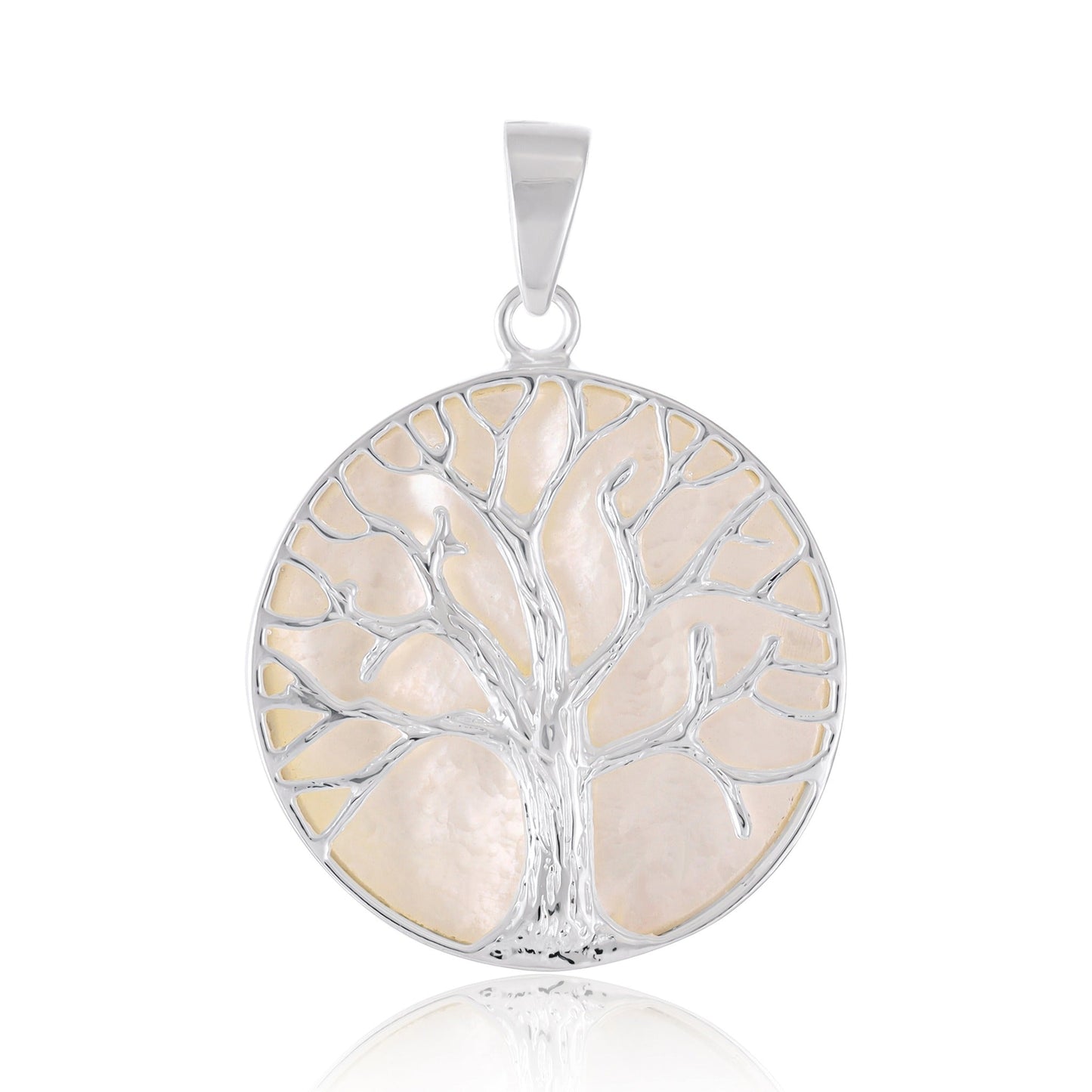925 Sterling Silver Abalone Shell Tree Of Life Pendant