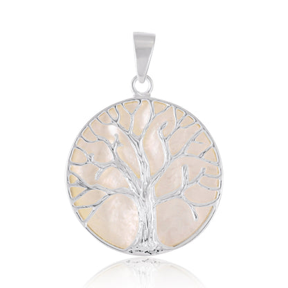 925 Sterling Silver Abalone Shell Tree Of Life Pendant