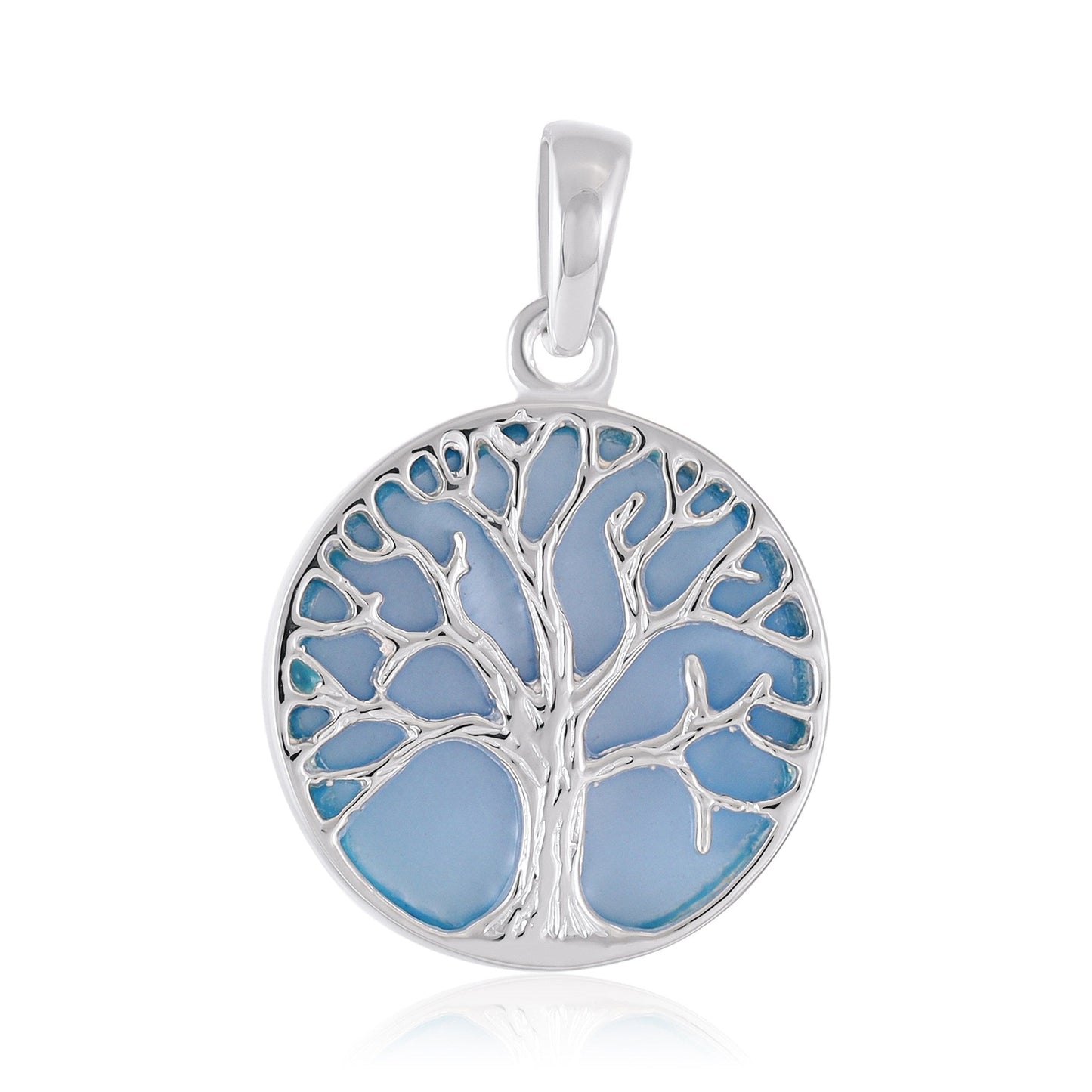 925 Sterling Silver Abalone Shell Tree of Life Pendant