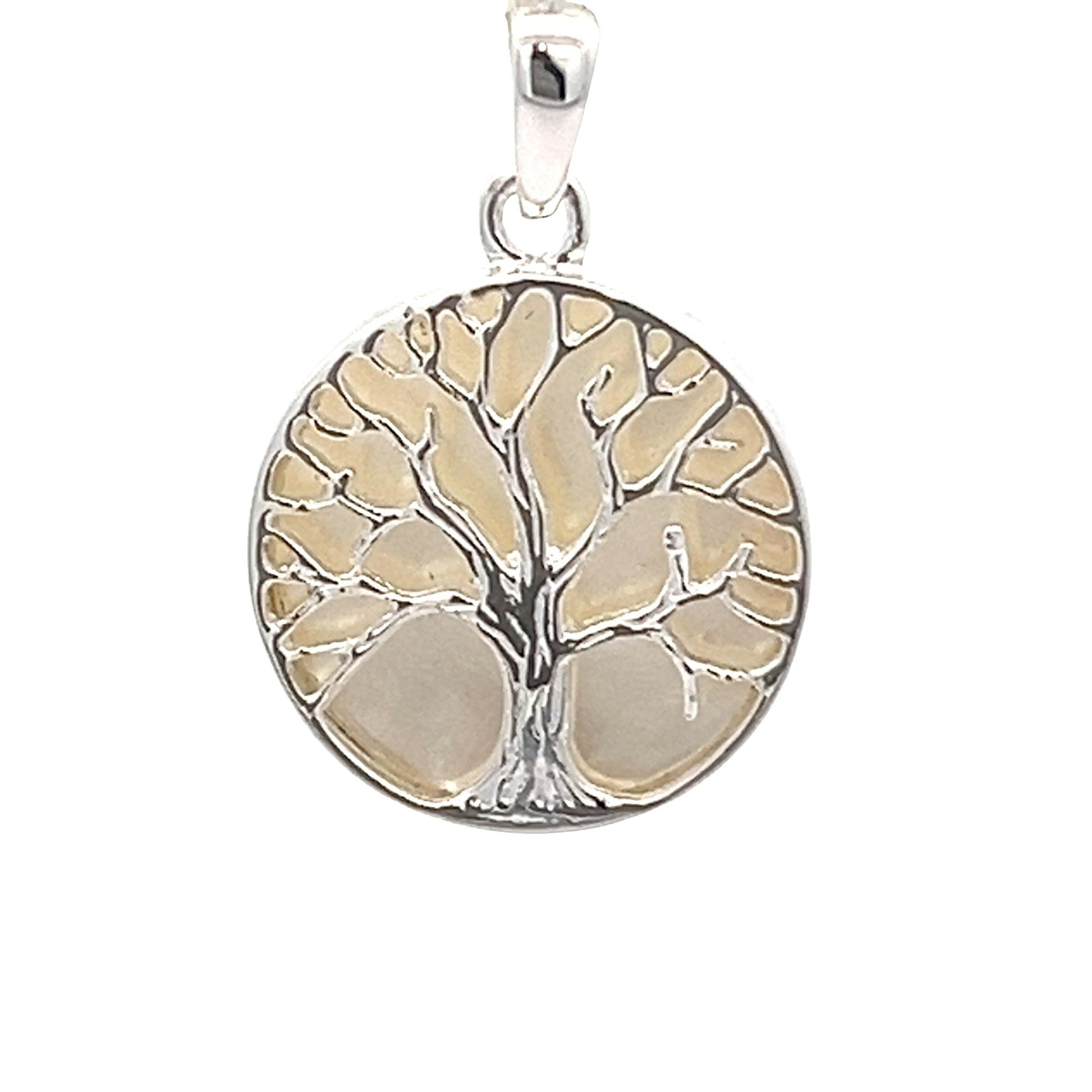 Sterling silver abalone shell tree of life pendant SPD4044 - FJewellery