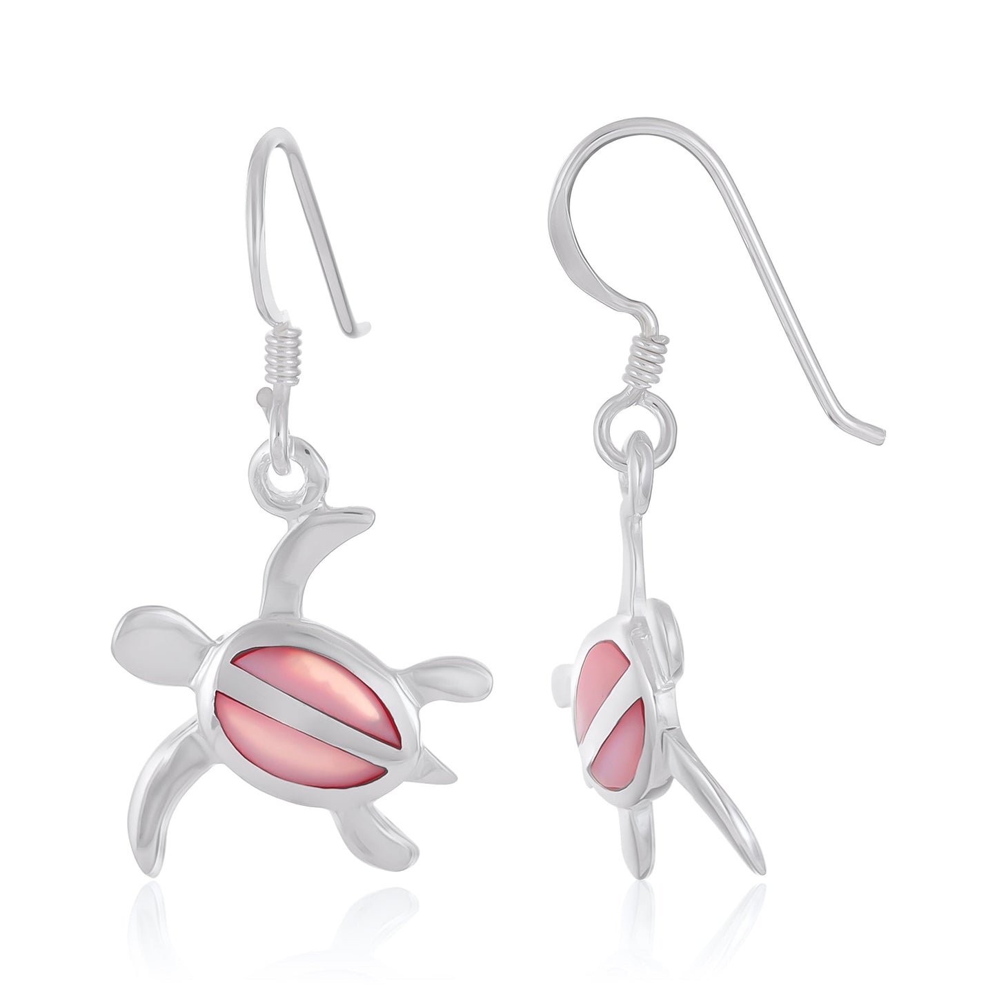 925 Sterling Silver  Turtle Earrings Pink