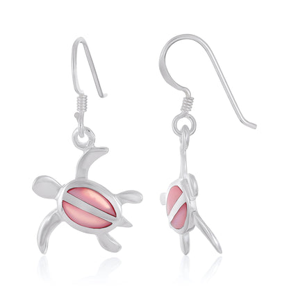925 Sterling Silver  Turtle Earrings Pink