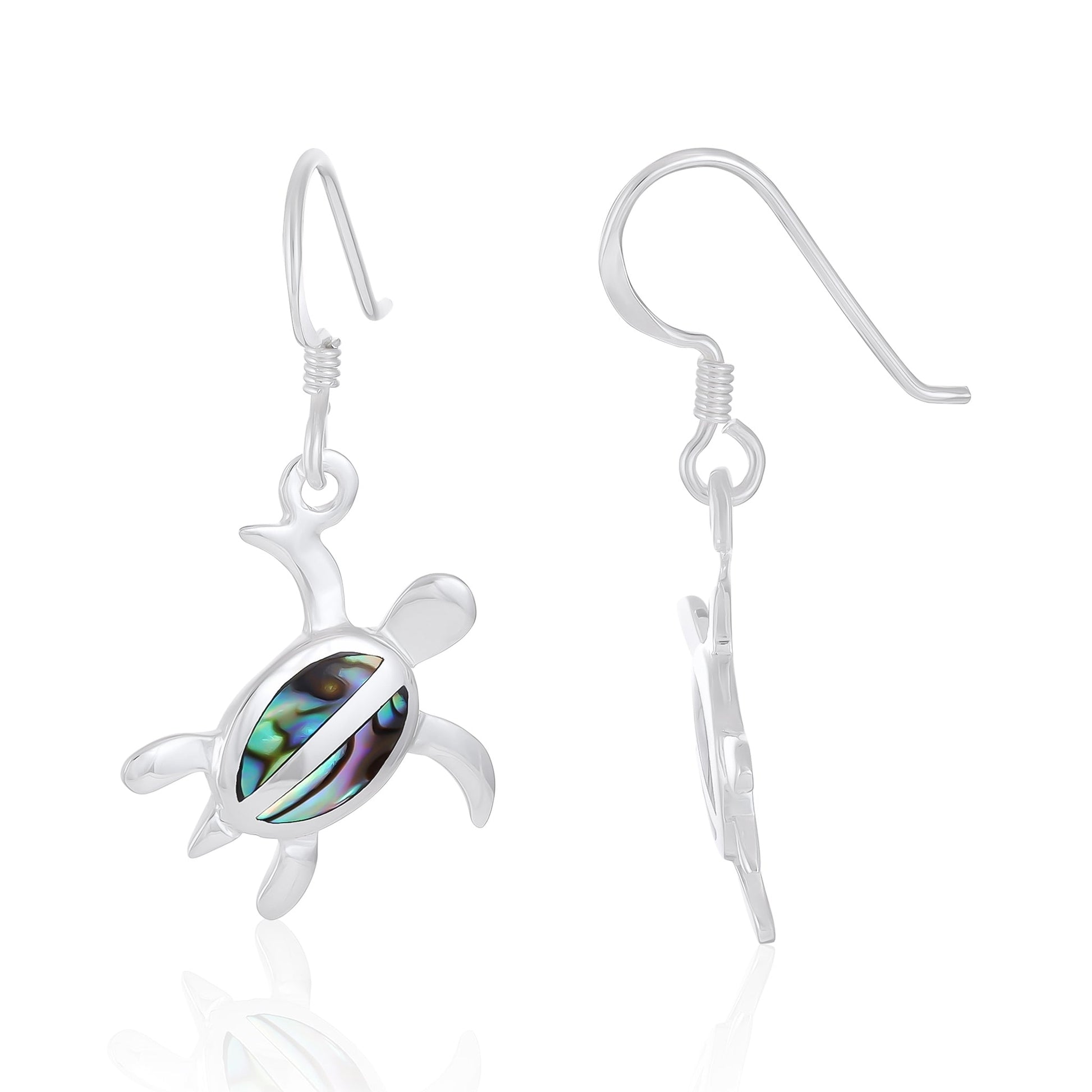 Sterling Silver Abalone Shell Turtle Earrings SER4017 - FJewellery