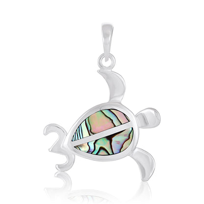925 Sterling Silver Abalone Shell Turtle Pendant