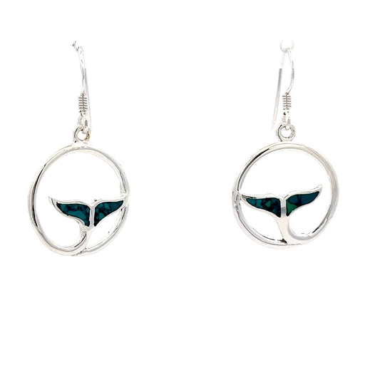 Sterling silver abalone shell whale tail earrings SER4023 - FJewellery