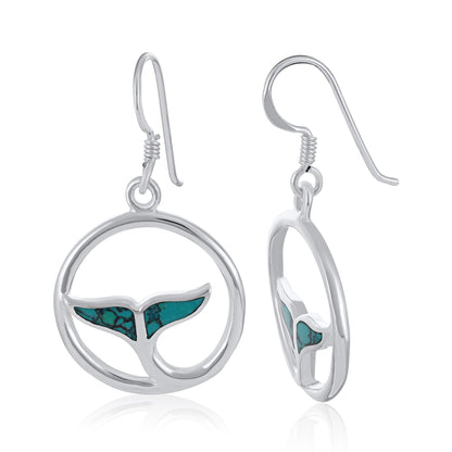 Sterling Silver Abalone Shell Whale Tail Earrings SER4023