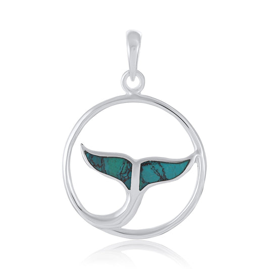 Sterling Silver Abalone Shell Whale Tail Pendant SPD4033 - FJewellery