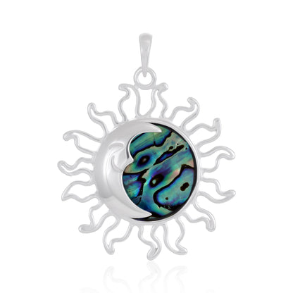 925 Sterling Silver  Abalone Sun Pendant
