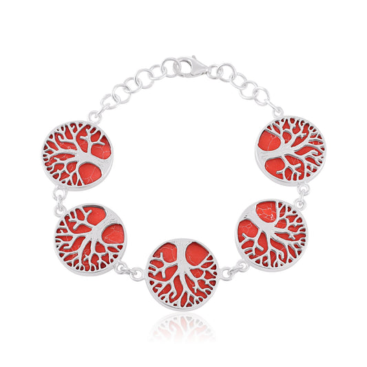 White 925 Sterling Silver Abalone Shell Tree Of Life bracelet