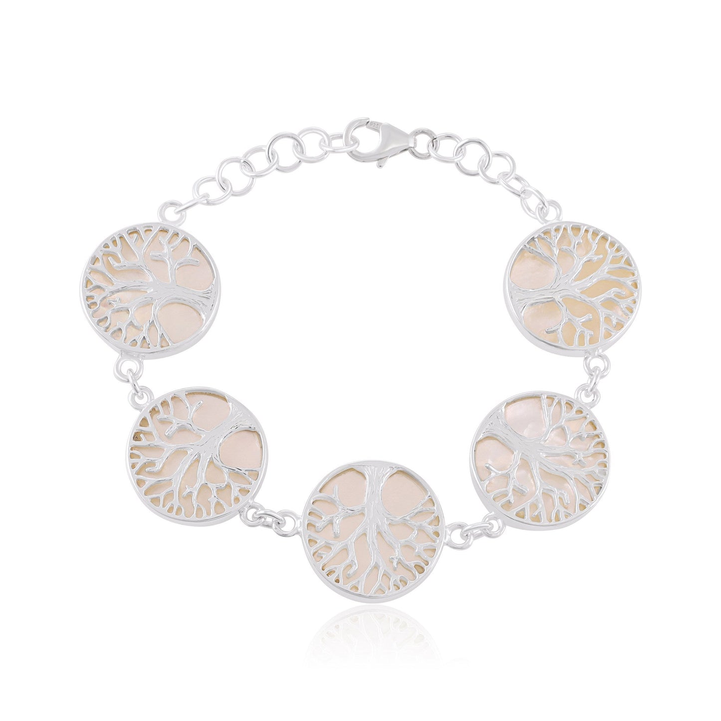 Sterling Silver Abalone Tree Of Life Bracelet SBR4001 - FJewellery