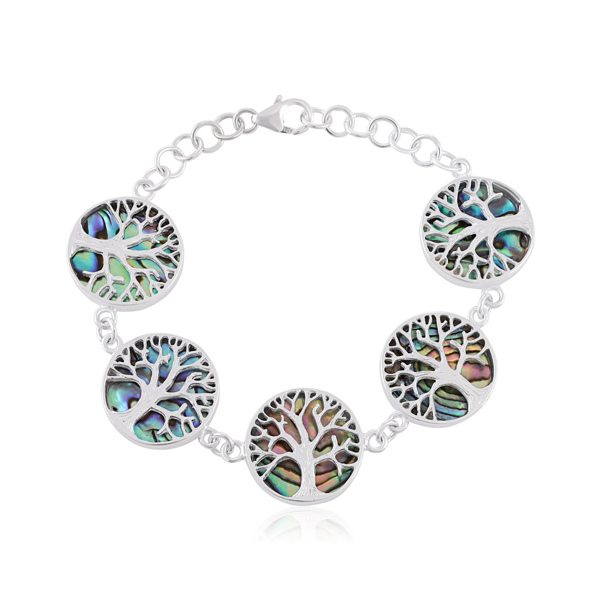 Sterling Silver Abalone Tree Of Life Bracelet SBR4001 - FJewellery