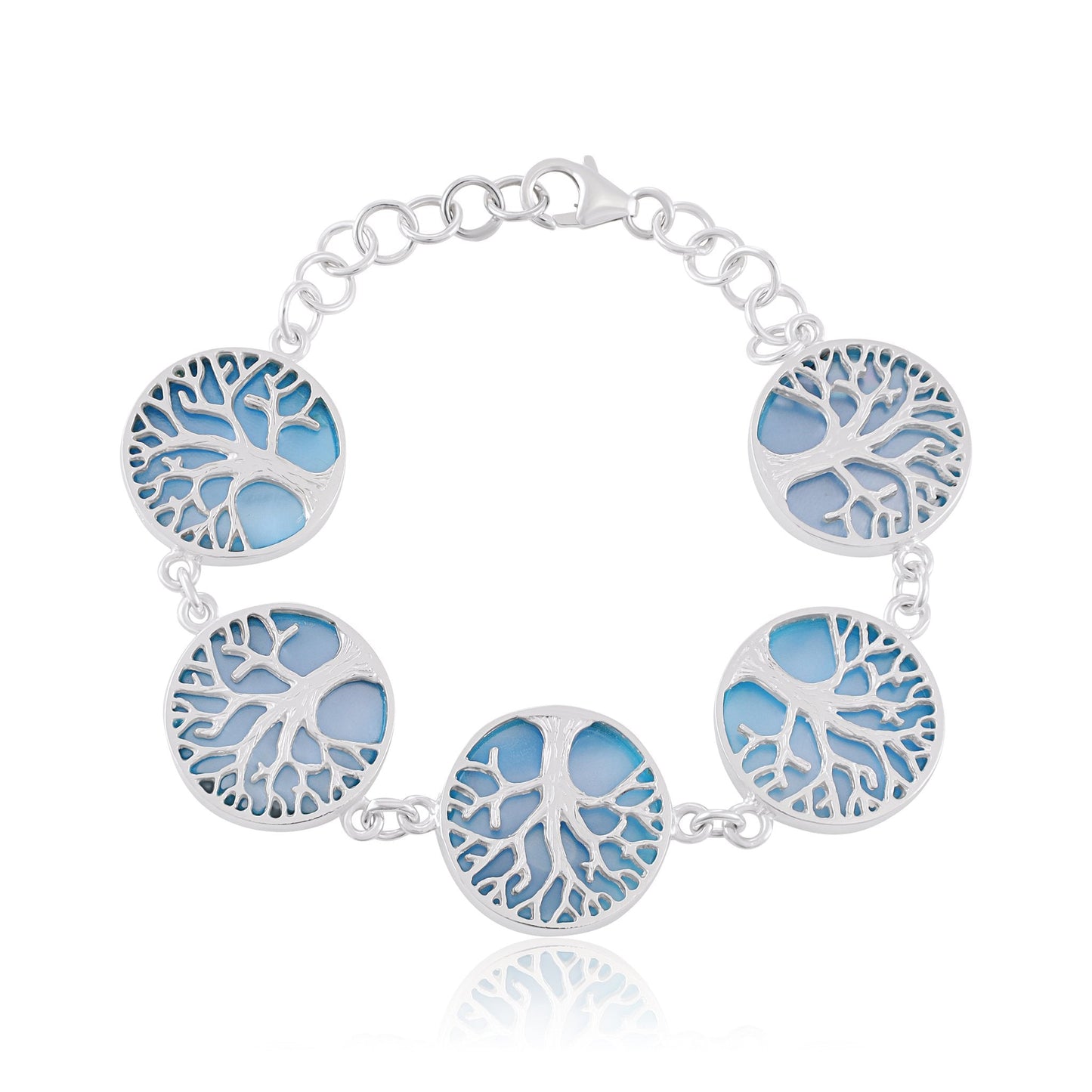 Sterling Silver Abalone Tree Of Life Bracelet SBR4001 - FJewellery