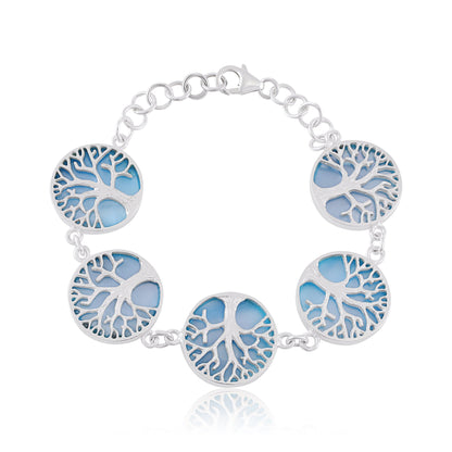 Mixed 925 Sterling Silver Abalone Shell Tree Of Life bracelet