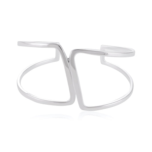 Sterling Silver Abstract Cuff Bangle SBN10003 - FJewellery