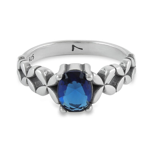 Sterling Silver Blue Gemstone Ring - FJewellery