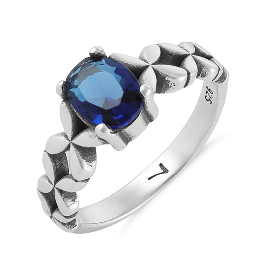 Sterling Silver Blue Gemstone Ring - FJewellery
