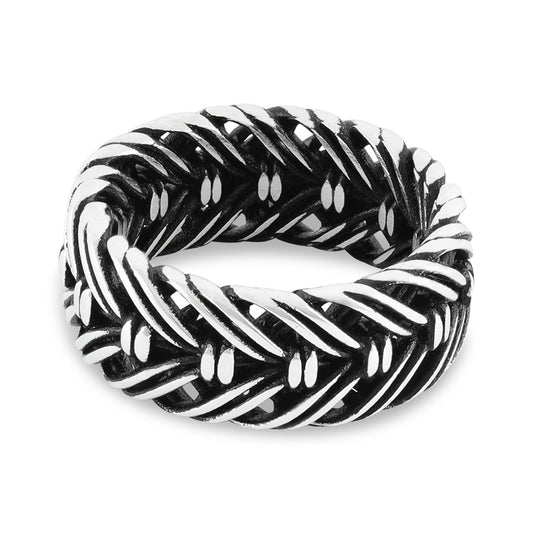 Sterling Silver Braided Affect Ring - FJewellery