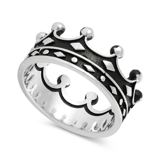 Sterling Silver Crown Ring - FJewellery