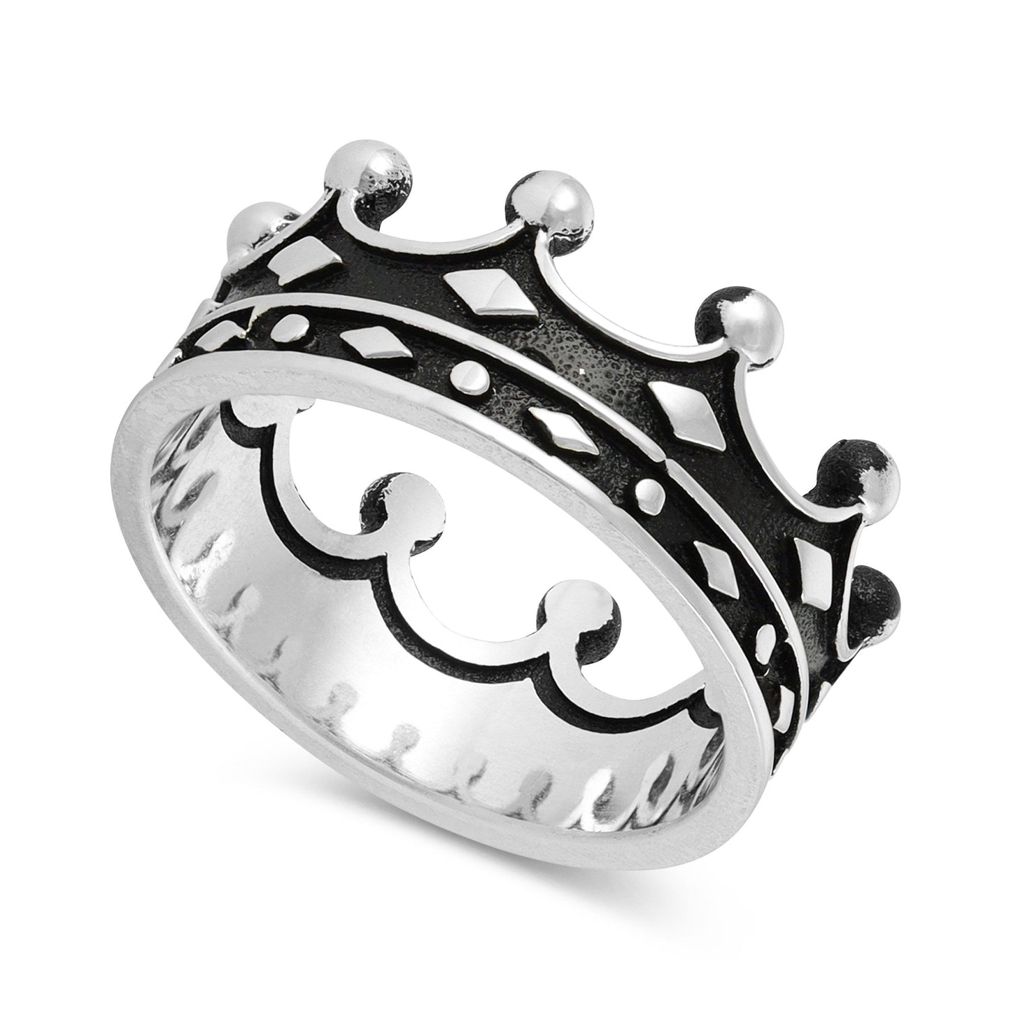 Sterling Silver Crown Ring - FJewellery