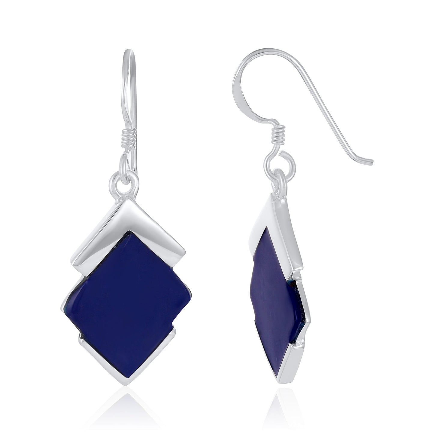 925 Sterling Silver  Abstract Shape Blue Earrings