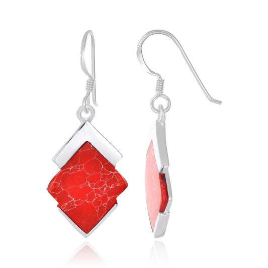 925 Sterling Silver  Abstract Shape Blue Earrings