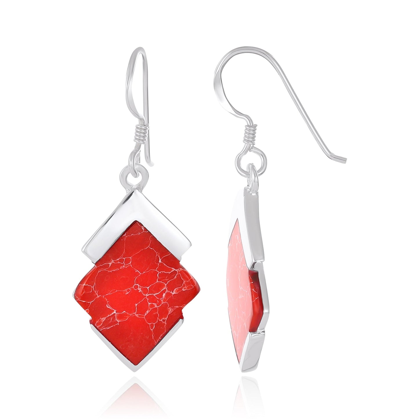 Sterling Silver Diamond-shaped Shell Earrings SER4012