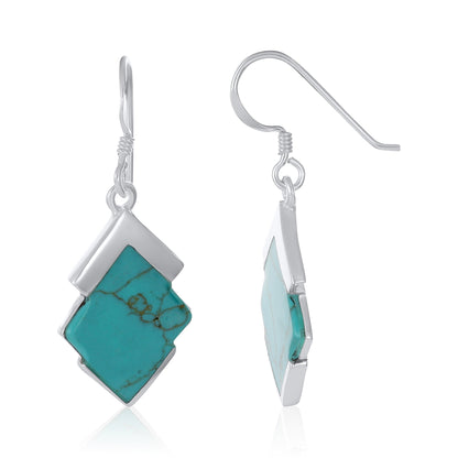 Sterling Silver Diamond-shaped Shell Earrings SER4012