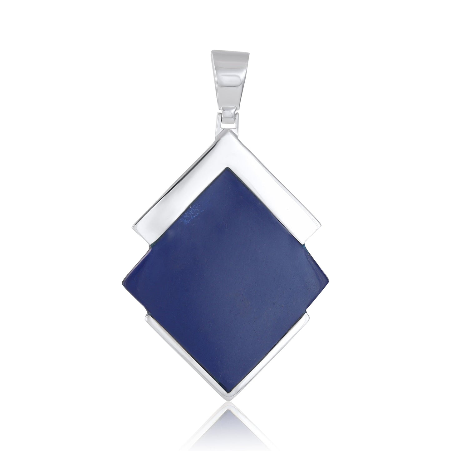 925 Sterling Silver  Diamond-shaped blue Shell Pendant