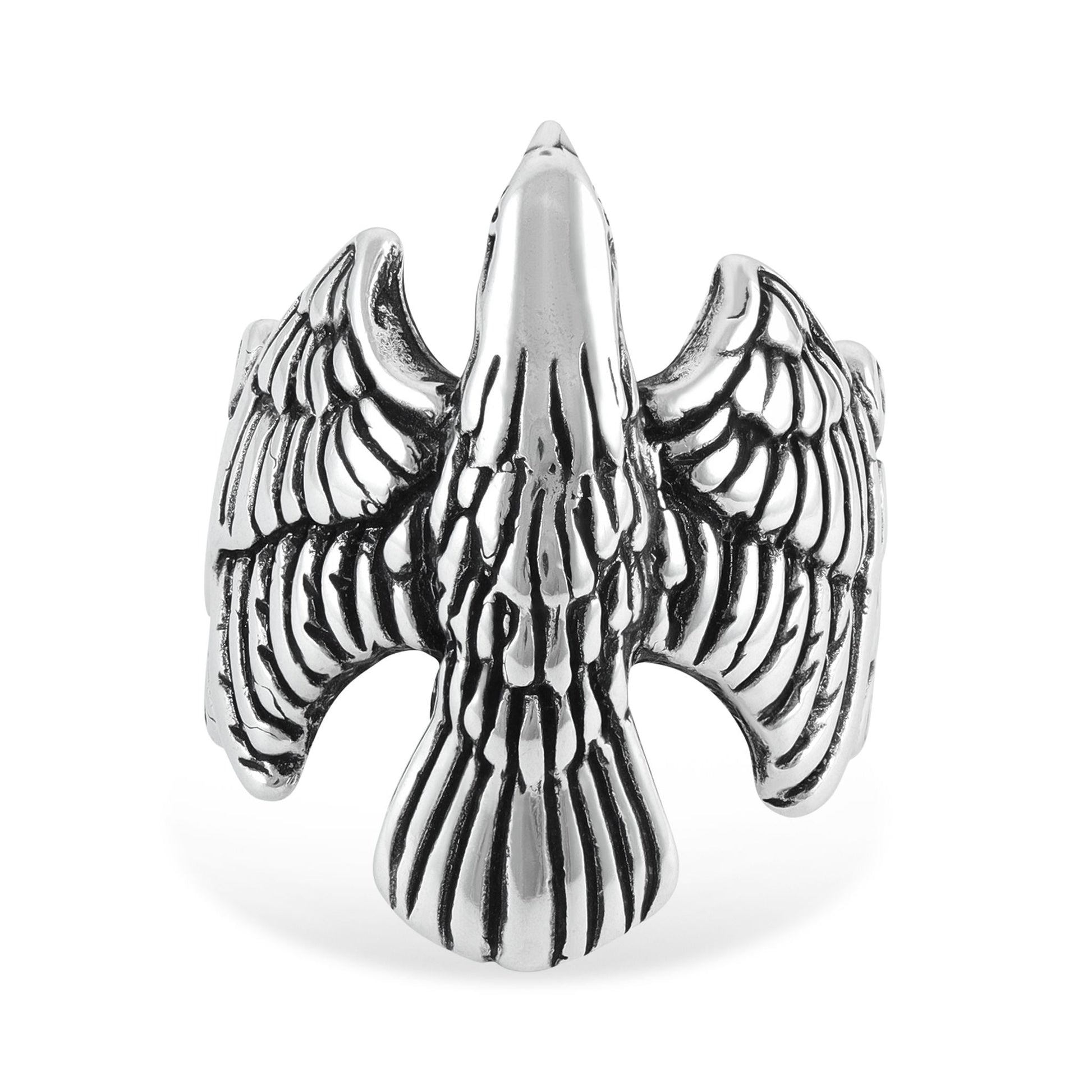 Sterling Silver Eagle Detail Ring - FJewellery