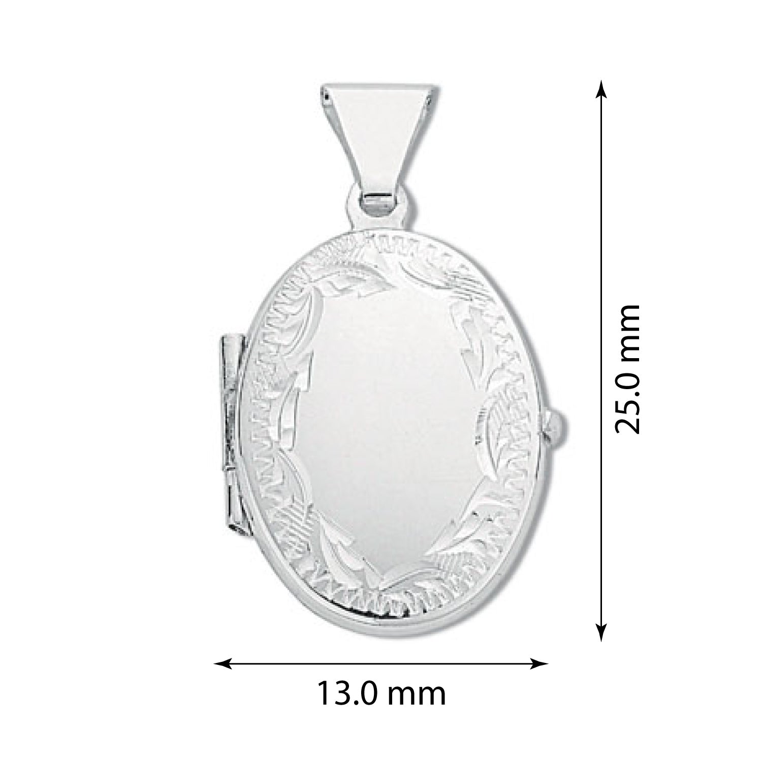 Sterling silver fancy small engraved oval shaped locket 318022 - FJewellery