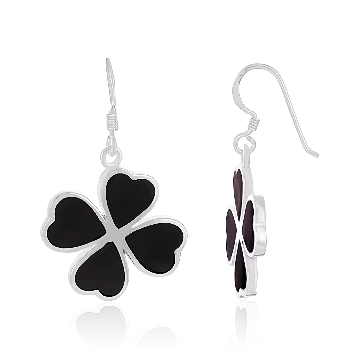 Sterling Silver Four-leaf Abalone Shell Clover Earrings SER4005