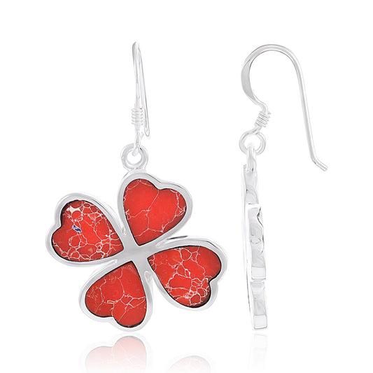 Sterling Silver Four-leaf Abalone Shell Clover Earrings SER4005