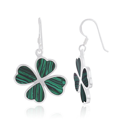 Sterling Silver Four-leaf Abalone Shell Clover Earrings SER4005