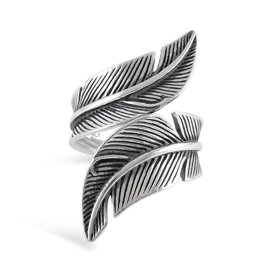 Sterling Silver Leaf Detail Ring - FJewellery