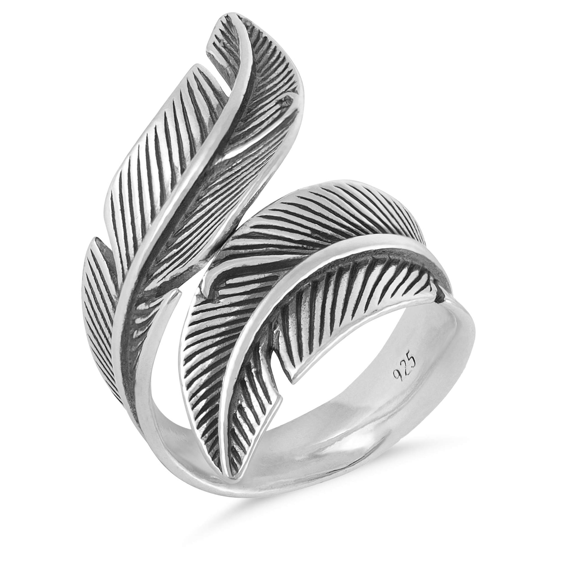 Sterling Silver Leaf Detail Ring - FJewellery